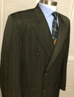 MAZZONI MENS OLIVE BROWN DOUBLE BREASTED 2 PIECE SUIT SIZE: 42L PANTS 36x32