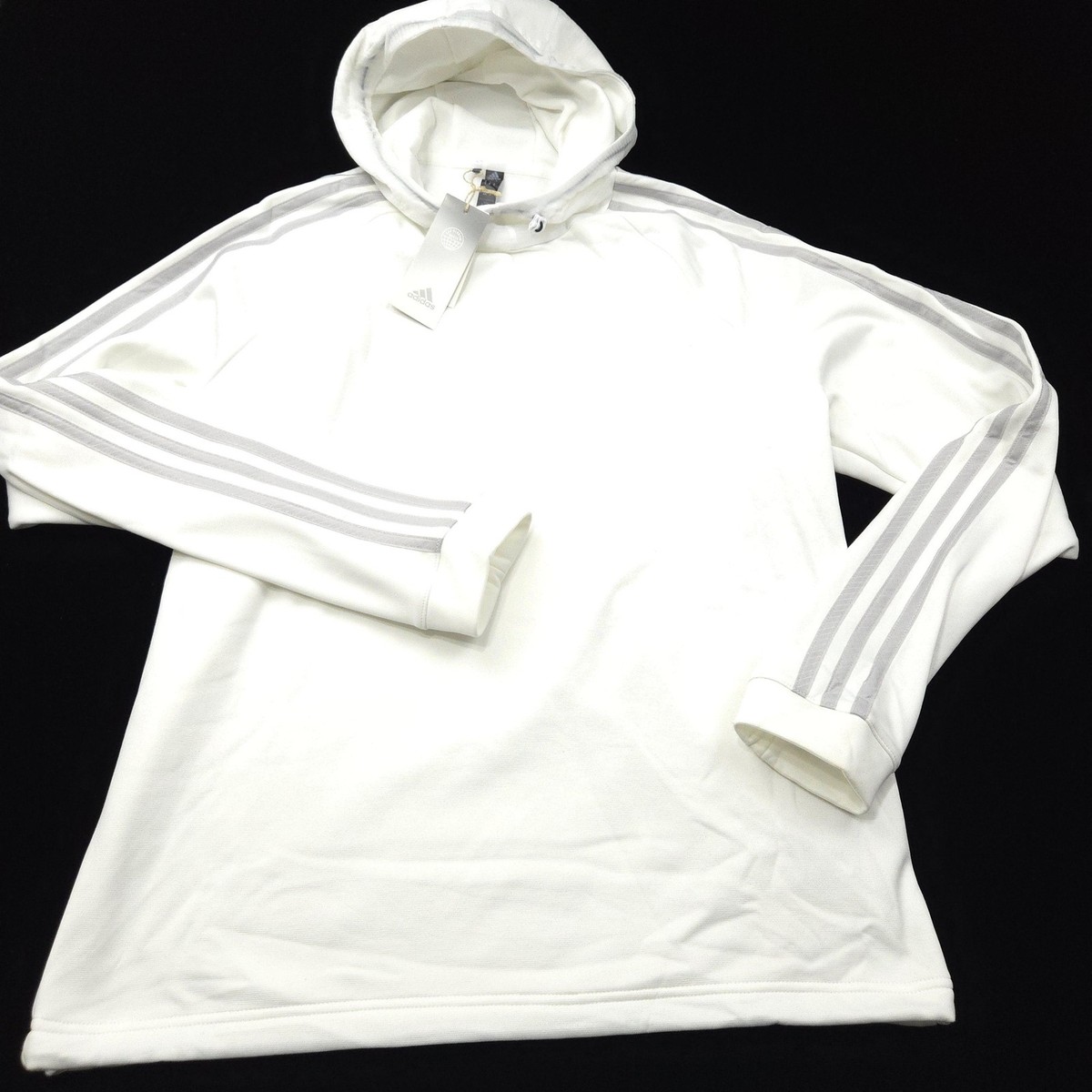 Adidas Golf Hoodie Sweater Mens -M- White Performance Stretch POLY Stripes