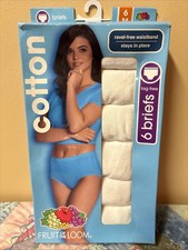 6-Pack Fruit of the Loom Womans Panties Tag Free Cotton Briefs Size 6 Medium