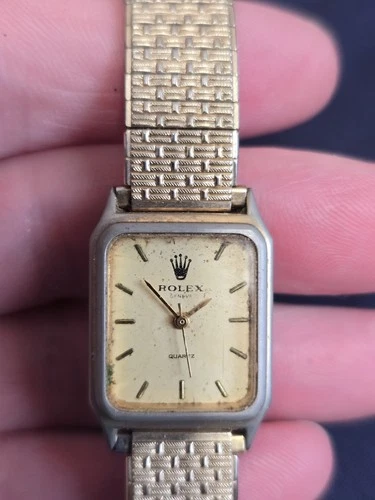 Vintage Rolex Womens Quartz Square Faced Watch - Not Working/Crown missing.