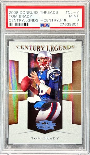 2008 Donruss Threads TOM BRADY /100 CENTURY LEGENDS PROOF GOLD REFRACTOR PSA 9