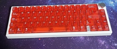Transparent Red Mechanical Gaming Keyboard 68 Key w Red Clacky Switches