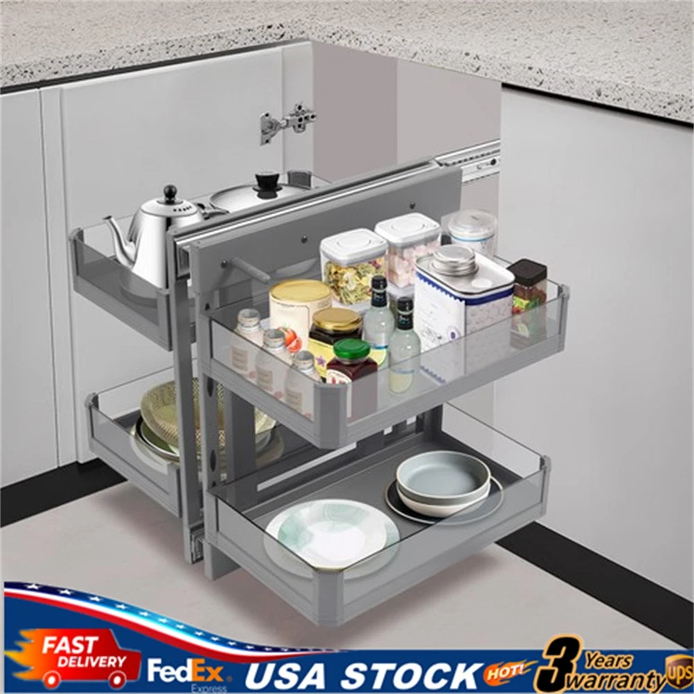 Blind Corner Cabinet Organizer Corner Pull Out Organizer for Kitchen 63*50*59cm