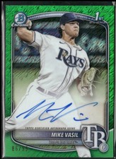 Mike Vasil 2025 1st Bowman Chrome Autograph Auto Green Shimmer Auto 86/99