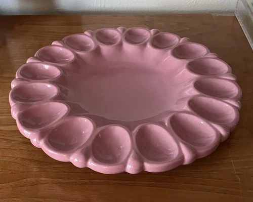 Vintage Frankoma 819 Pottery Deviled Egg Platter Dusty Rose Deviled Egg Plate