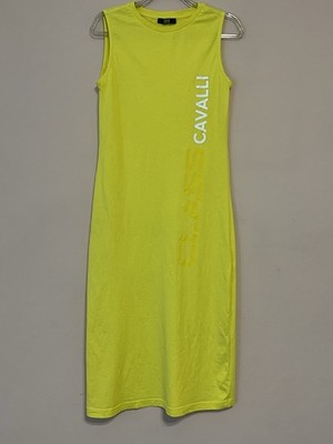 Roberto Cavalli Class T-shirt dress, size S, with logo, yellow.