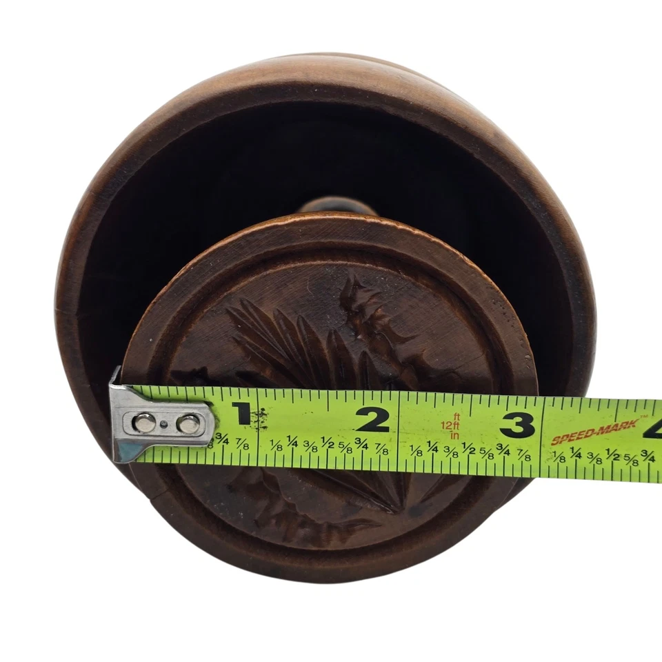 Antique Wooden Butter Print Mold Stamp Flower Primitive Pennsylvania Amish Fern - Image 3 of 4