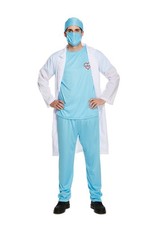 Adult Doctor Scrubs Men's Surgeon Emergency Service Uniform Fancy Dress Costume