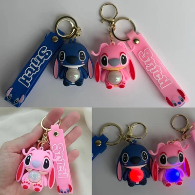 Lilo & Stitch Schlüsselanhänger Leuchtend Blau und Rosa Kinder Geschenk - Bild 1 von 4