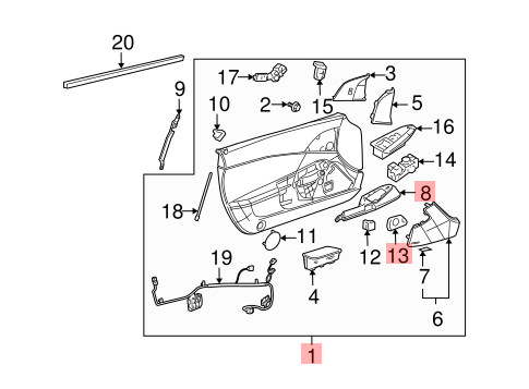09-13 CHEVROLET CORVETTE C6 FRONT LEFT DRIVER SIDE INTERIOR DOOR PANEL BLACK OEM