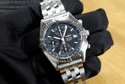BREITLING 39 mm Chronomat BLACKBIRD A13050.1 Chronograph Automatik BOX Stahlband