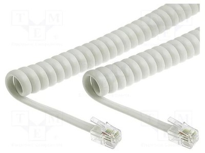 Kabel: Telefon spiralförmig,mit Zeilensprung elfenbein
