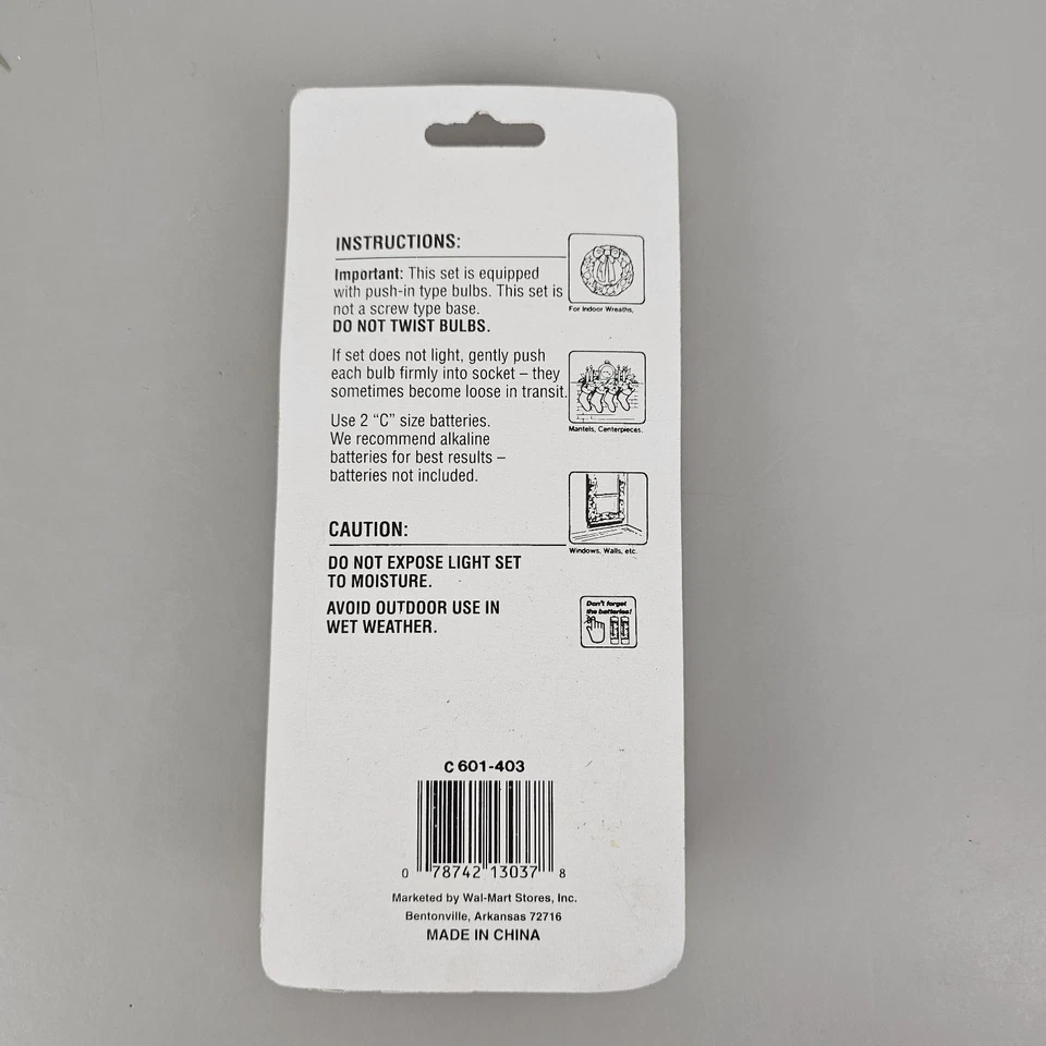 Holiday Time Christmas 10 LIGHT Set Battery Operated Clear- For Weaths Garland  - Image 2 of 4