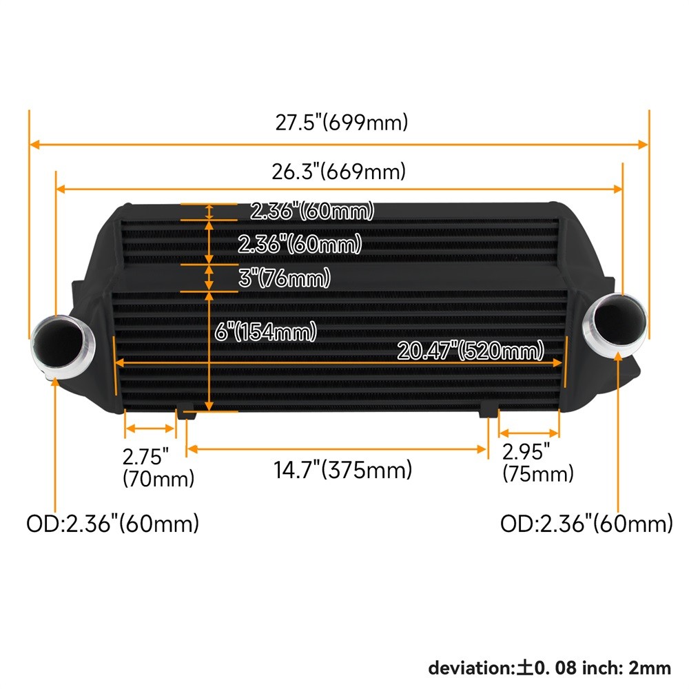 BMW 1/2/3/4 시리즈 F20 F22 F32 F34 F36용 튜닝 퍼포먼스 인터쿨러 EVO 2 5