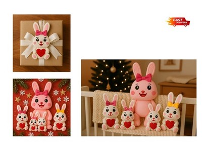 Bunny Nest Felt Family   Adorable Handmade Rabbit Set Soft, Cuddly & Perfect toy