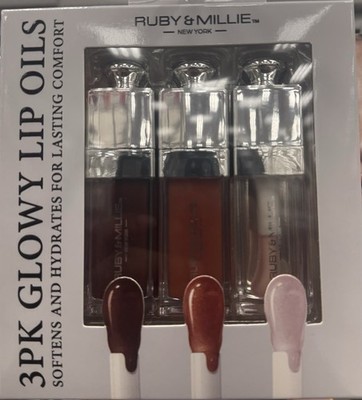Ruby & Millie 3 Pk Glowy Lip Oils Softens and Hydrates for Lasting Comfort New