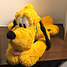 Disney Store Pluto Plush Stuffed Animal Yellow Dog Green Collar Medium 2018 18M