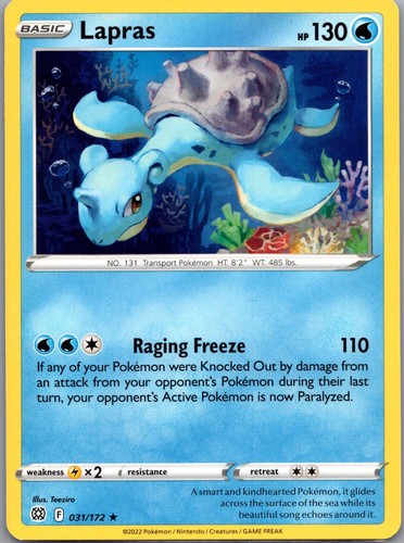 Lapras Rare SWSH09: Brilliant Stars 031/172 NM