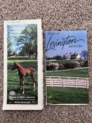 Lexington Kentucky Map Set   AAA 1988 + Visitors Guide   2 Vintage Road Maps
