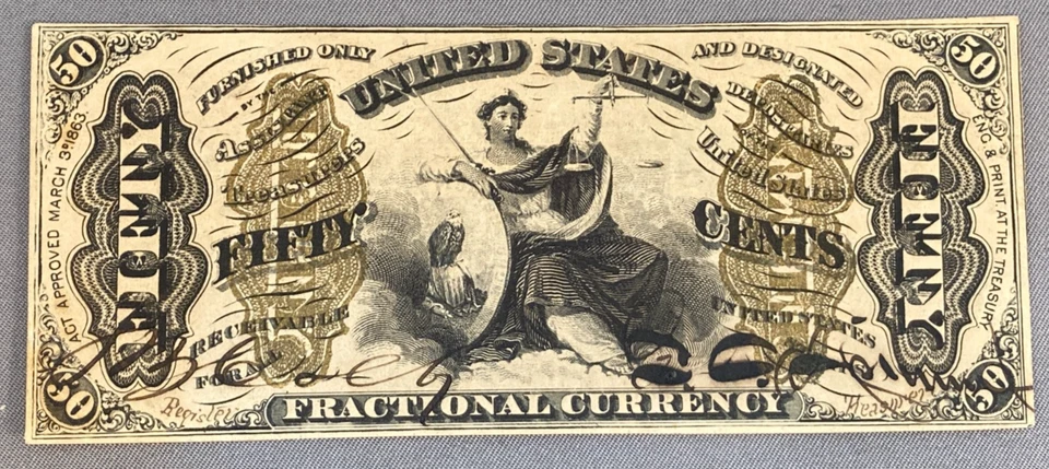 50 Cents Third Issue Fractional Note Colby Spinner Red Hand Sign - Image 3 of 4