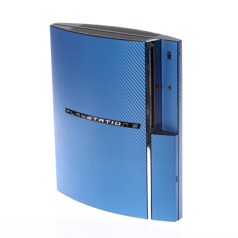 Textured Blue Carbon Fibre Playstation PS3 Fat decal skin