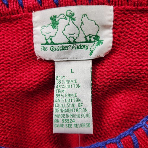 Quacker Factory Womens Sweater Top Large Red Blue Nautical Lighthouse Sailboat - Picture 3 of 8
