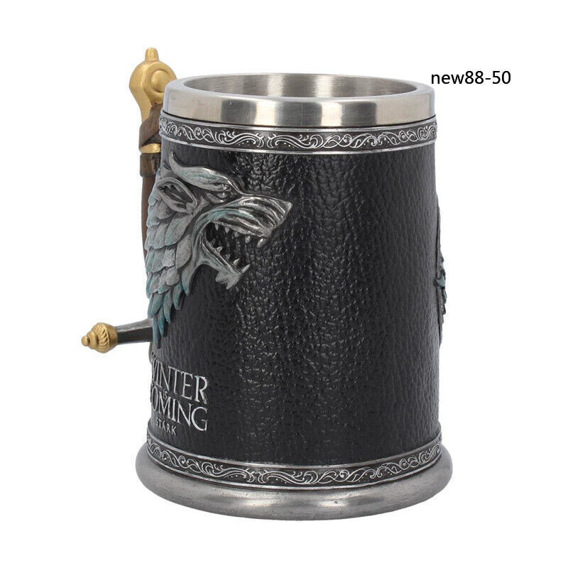 DIOSDMLN Game Of Thrones Beer Mugs, Stainless Steel Wine Mugs, Coffee Mugs 21oz For Collectible Themed Party Decoration