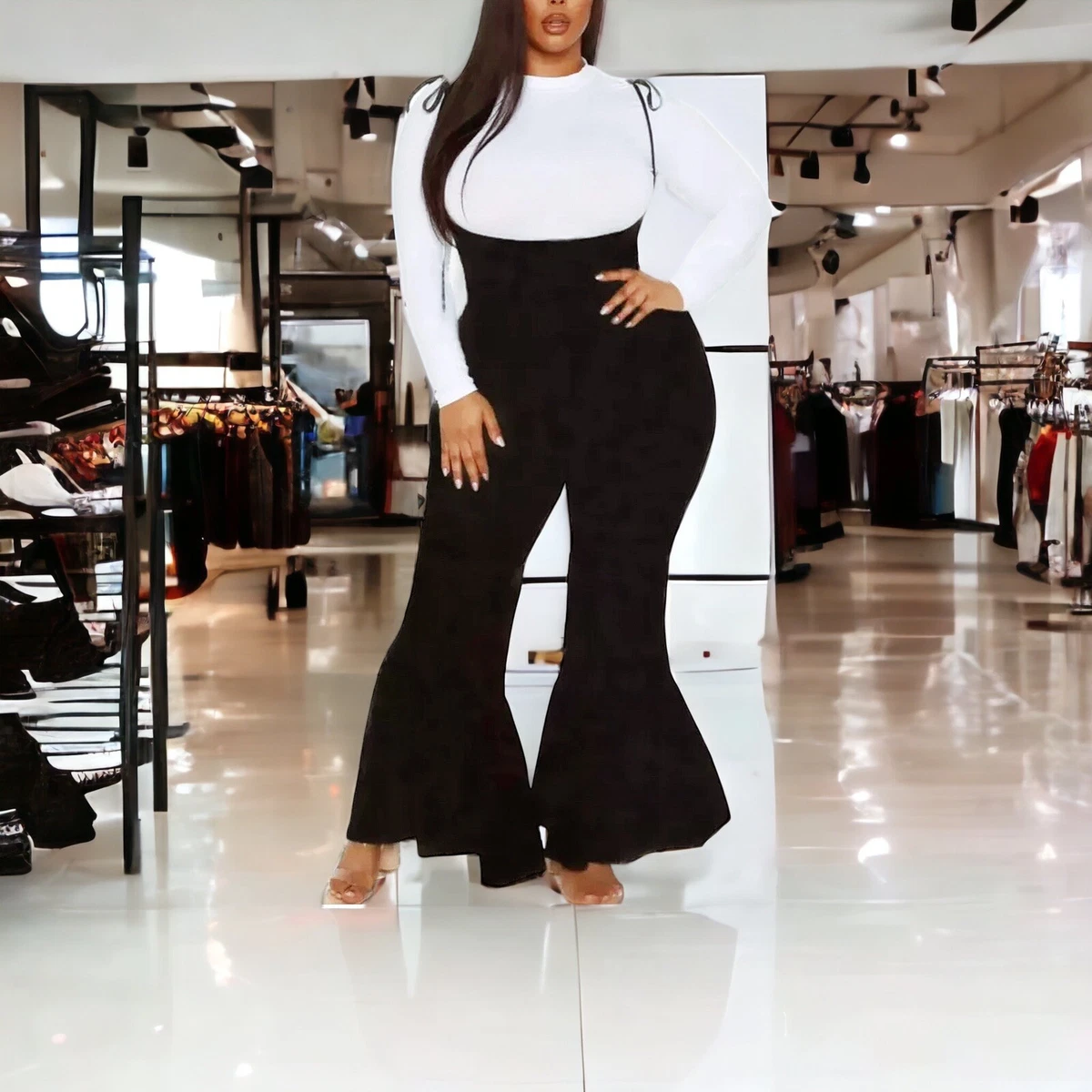 Suspender jumpsuit best sale plus size