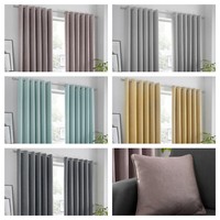 Fusion Semi-Plain Woven Dim-Out Lined Eyelet Curtains OR Cushions - 5 x Colours