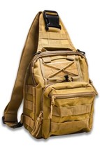 Fishing Backpack Tackle Bag with Rod Holder Waterproof Gear Sling Khaki