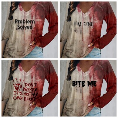 Problem Solved Blutiges T-Shirt Lustige Damen Horror Halloween Shirt Geschenke