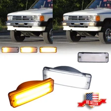 2PC Clear Sequential Switchback LED Front Signal Lights For 84-89 Toyota 4Runner