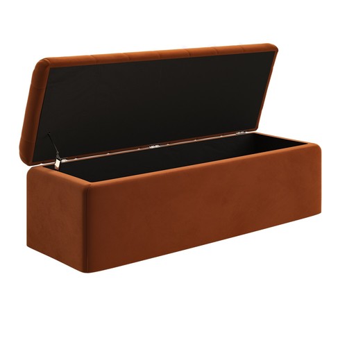 Rust Orange Velvet Ottoman Blanket Box - Pippa PIP005 - Picture 4 of 6