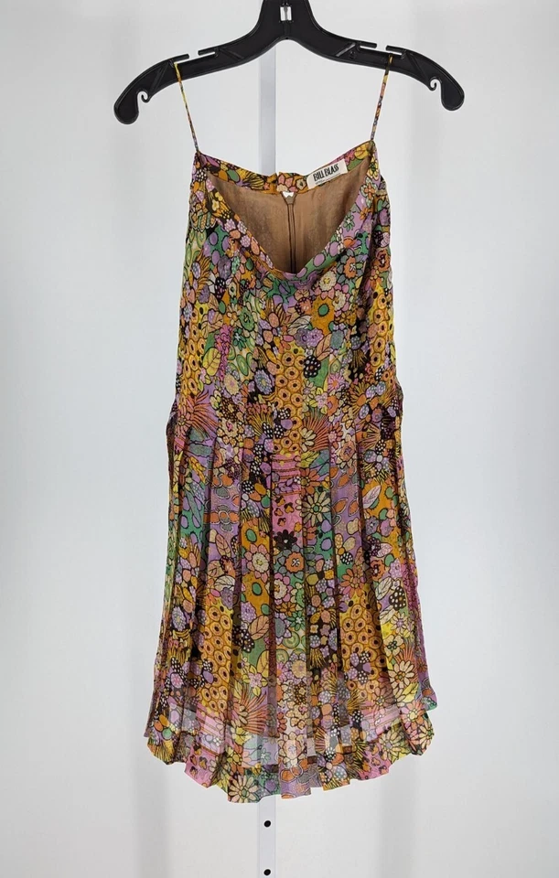 Falda Bill Blass Vintage Boho Hippie Floral Seda Gasa Mod Plisada EE. UU. 26" Foto 3 de 4