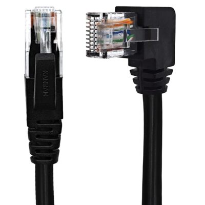 Cat6 Ethernet Cable 10ft Left Angle RJ45 LAN Patch Cord for PCs & Smart TVs