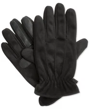 $125 Isotoner Men'S Black Smartouch Leather Warm Plush Casual Winter Gloves M