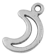10 Moon Charms Antique Silver Tone Open Crescent Pendants Celestial Fairy Tale
