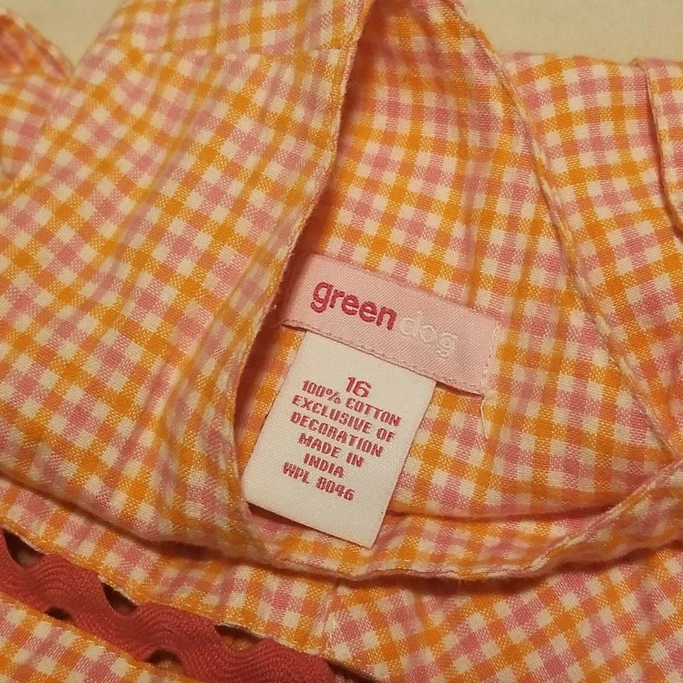 🏵️Vestido floral naranja a cuadros/a cuadros para niñas talla 16🏵️ Foto 4 de 4