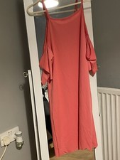 Stunning Coral Coldshould Dress With Frill Detailing On Bottom Nwto Size 12 Booh