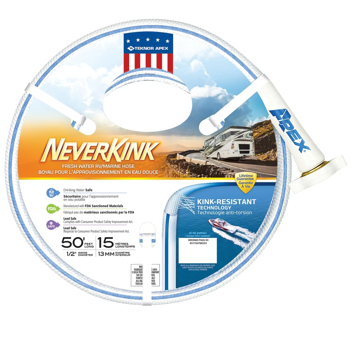 Teknor Apex 7602 50 NeverKink Drinking Water Safe Hose 5 8