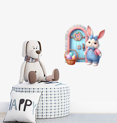 Wandbild Osterhase Hase Blume Ei bunt Van Vinyl Aufkleber Abziehbilder a9992