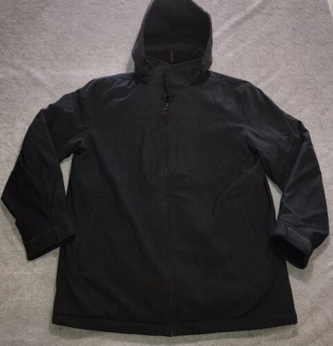 Chaqueta con capucha extraíble aislada resistente a la intemperie para hombre mediana negra cremallera completa - Imagen 3 de 22