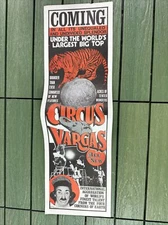 Circus Vargas Tiger ORIGINAL Vintage 1976 Poster 7" By 22"