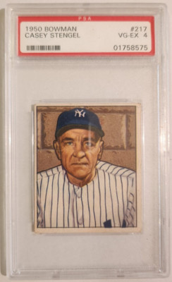 1950 Bowman #217 Casey Stengel New York Yankees PSA 4 VG-EX No Copyright Error