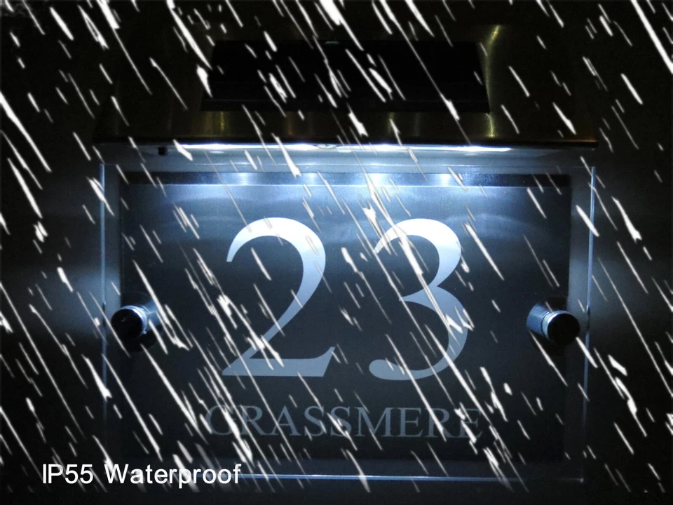 MODERNOS Letreros de Casa Placas Números de Puerta 1 - 9999 Nombre de Calle LUZ SOLAR LED Foto 4 de 4