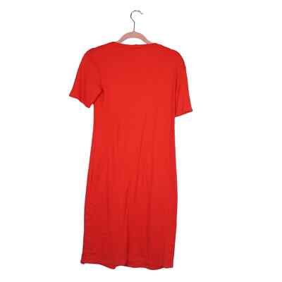 knee length dresses for ladies Red Gauze Short Sleeve Midi Dress