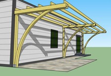 Tettoia con archi 2,5x8 h.2,7 in legno impregnato e ferramenta zincata inclusa