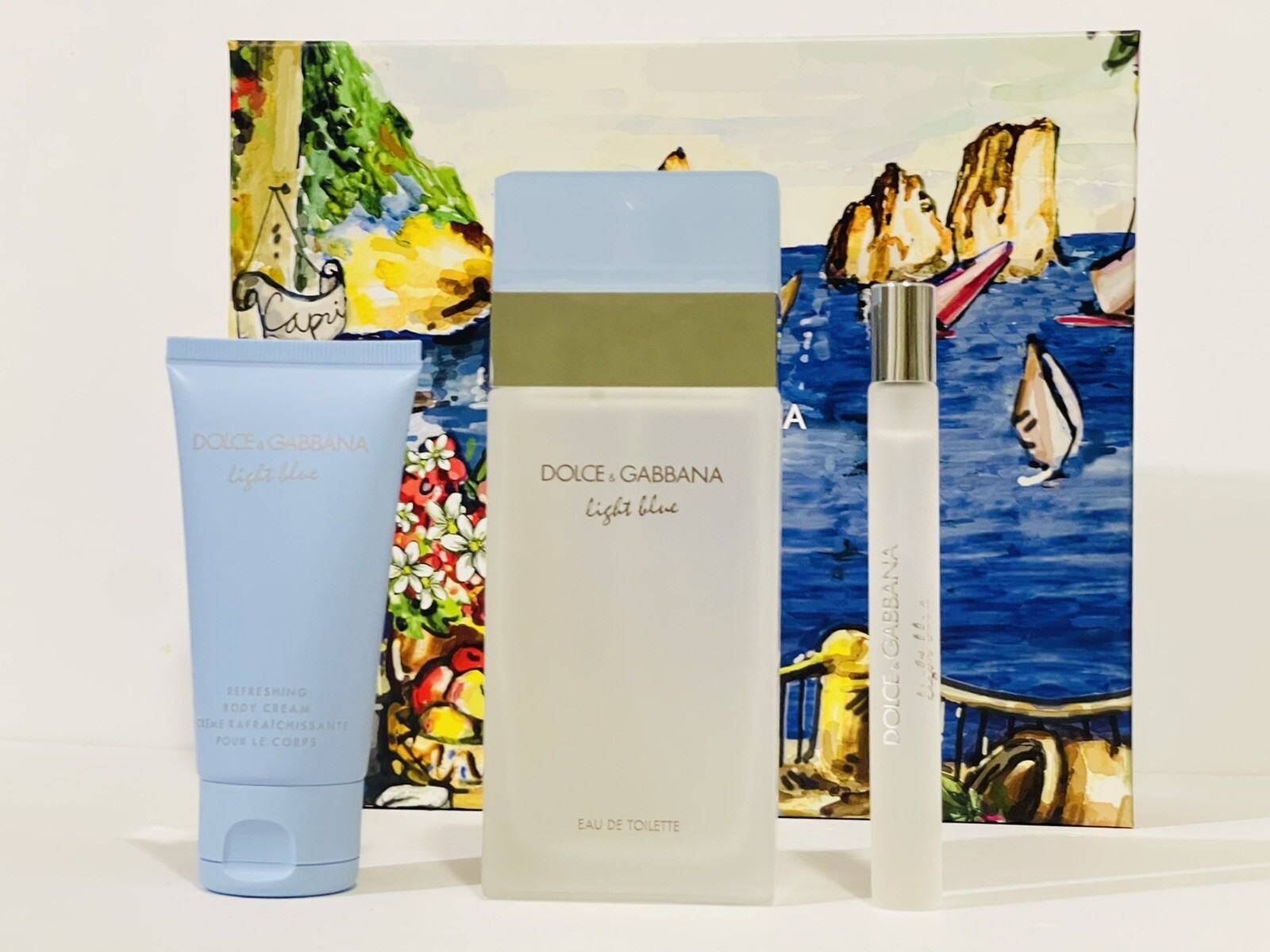 DOLCE & GABBANA LIGHT BLUE WOMEN PERFUME GIFT SET SPRAY 3.3 OZ + B/L