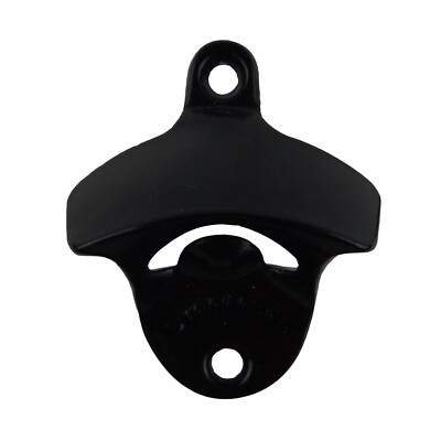 Starr Plain Black Beer Soda Bottle Opener Wall Mounted Powder Coated Cast Iron