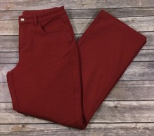 Quacker Factory Dream Jeannes Womens Solid Pants 4 Red Cotton Stretch A21015 210